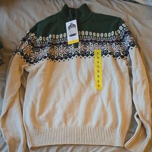 Green and Cream Men's Sweater
